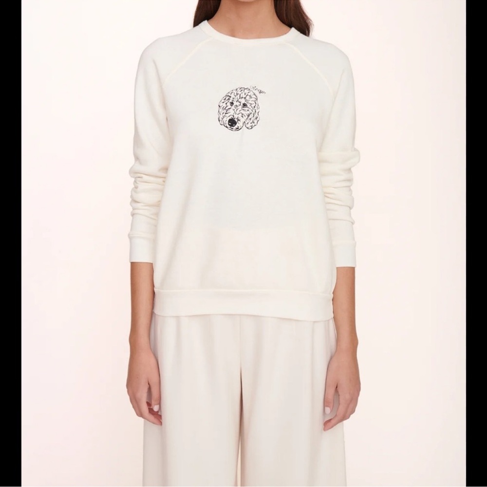 STAUD x C.BONZ Embroidered Dog Sweatshirt Cream NWT Large
